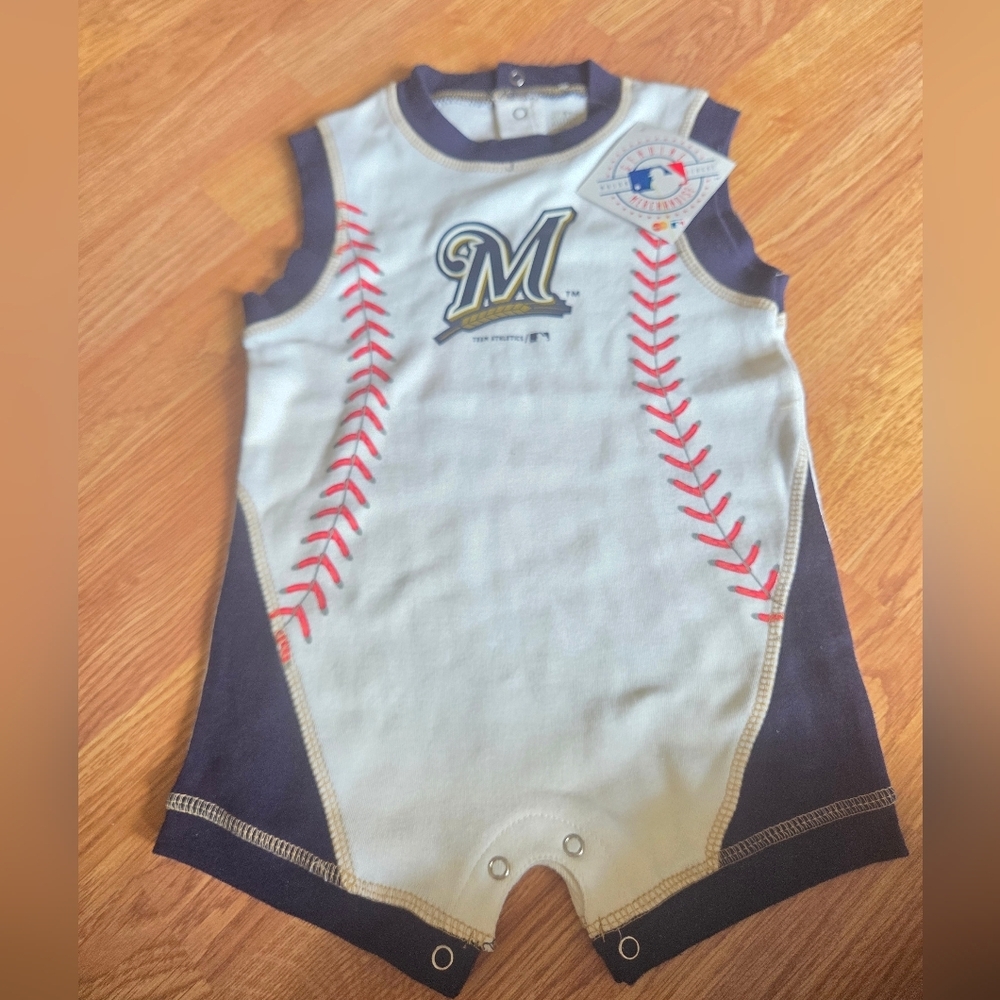 Milwauekee Brewers Baby Romper 0-3M, 18M - 1pc NWT Sleeveless Baseball Fan